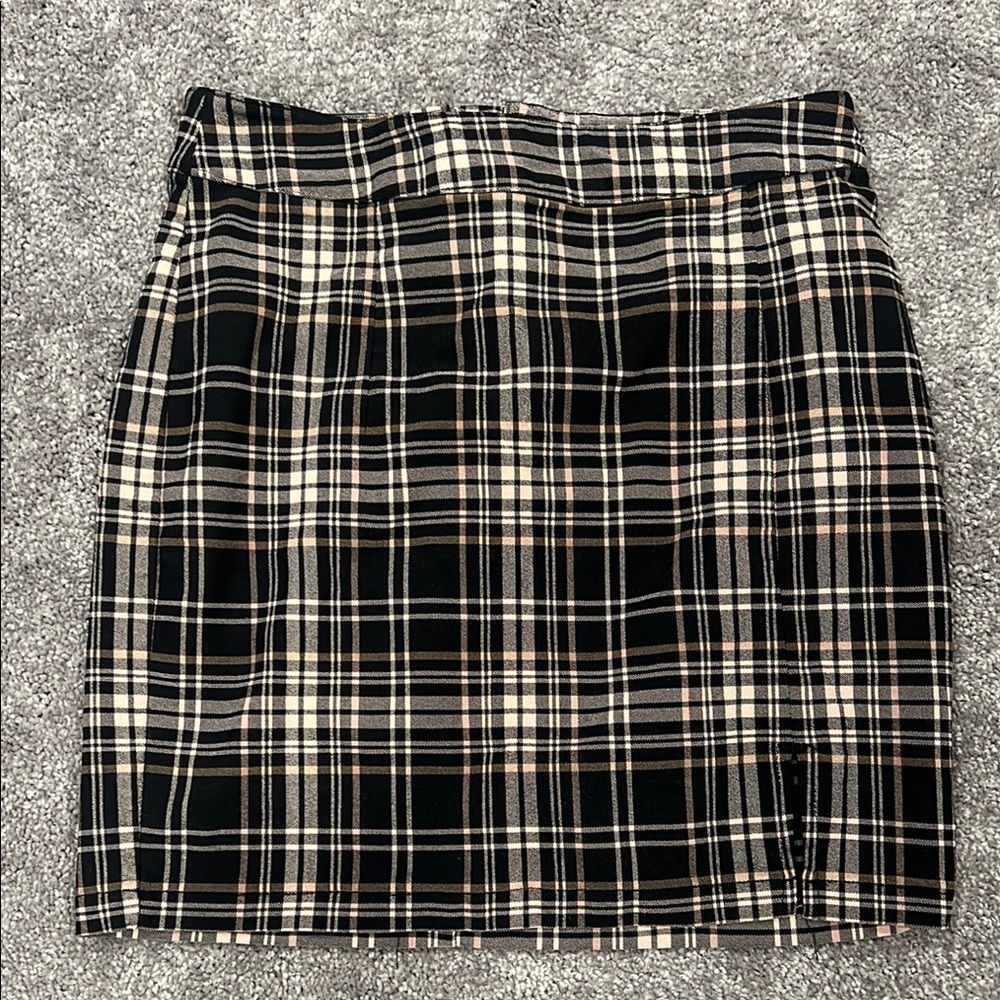 Garage Black and White Plaid Pencil Skirt